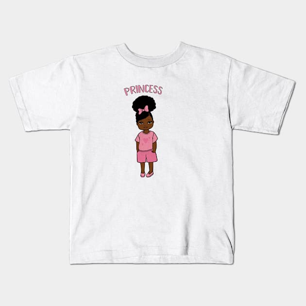 Black Girl Magic, Princess, Afro Girl Kids T-Shirt by dukito